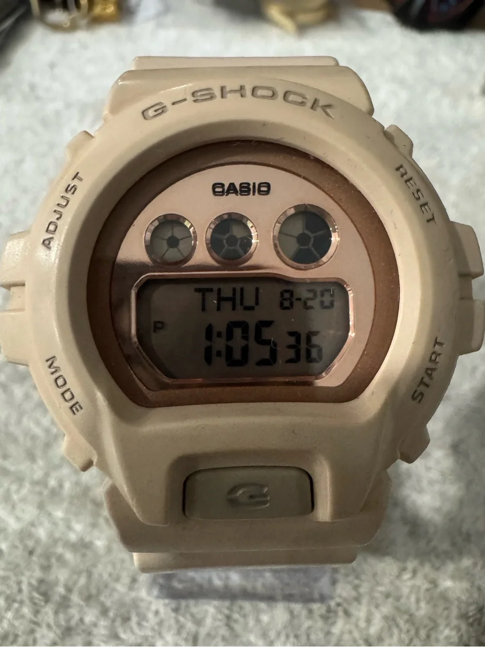 G-Shock Beige and Rose Gold Digital Sports Watch